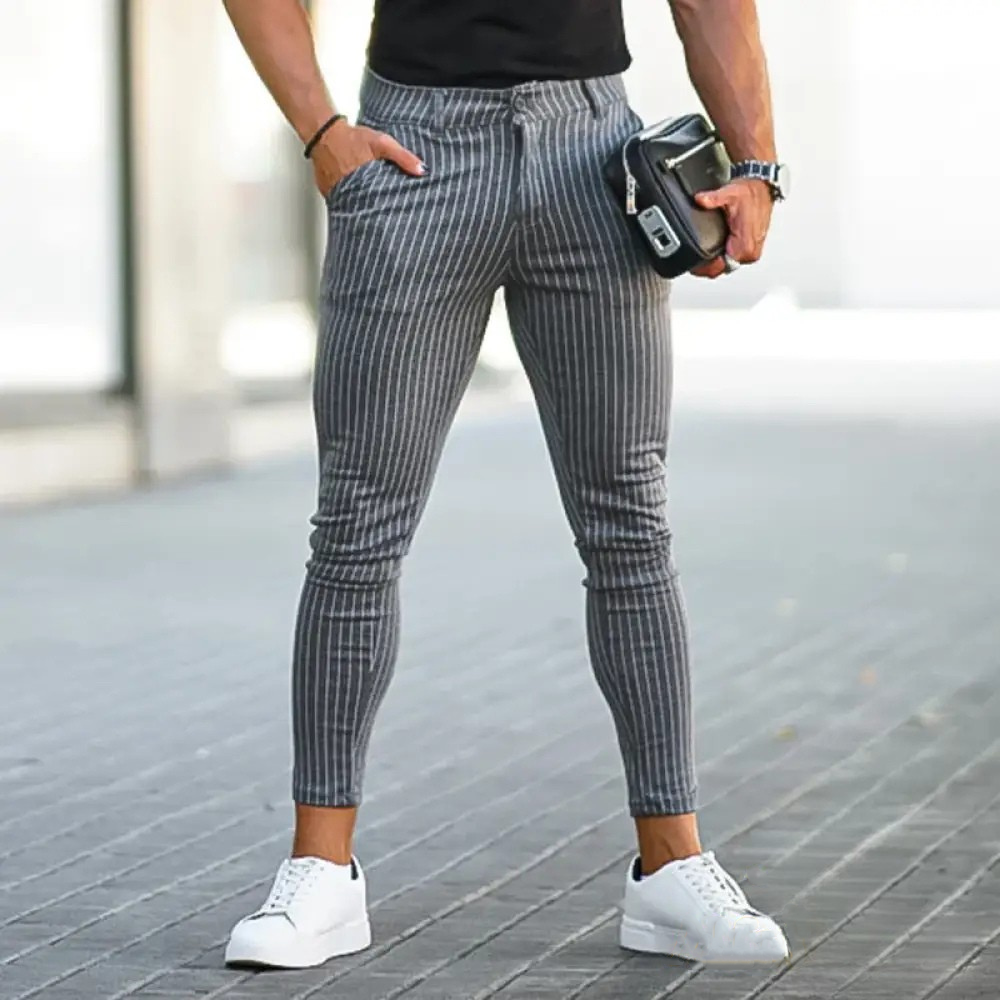 Calca Social Alpha Stylish Skinny Cinza - AlphaCode
