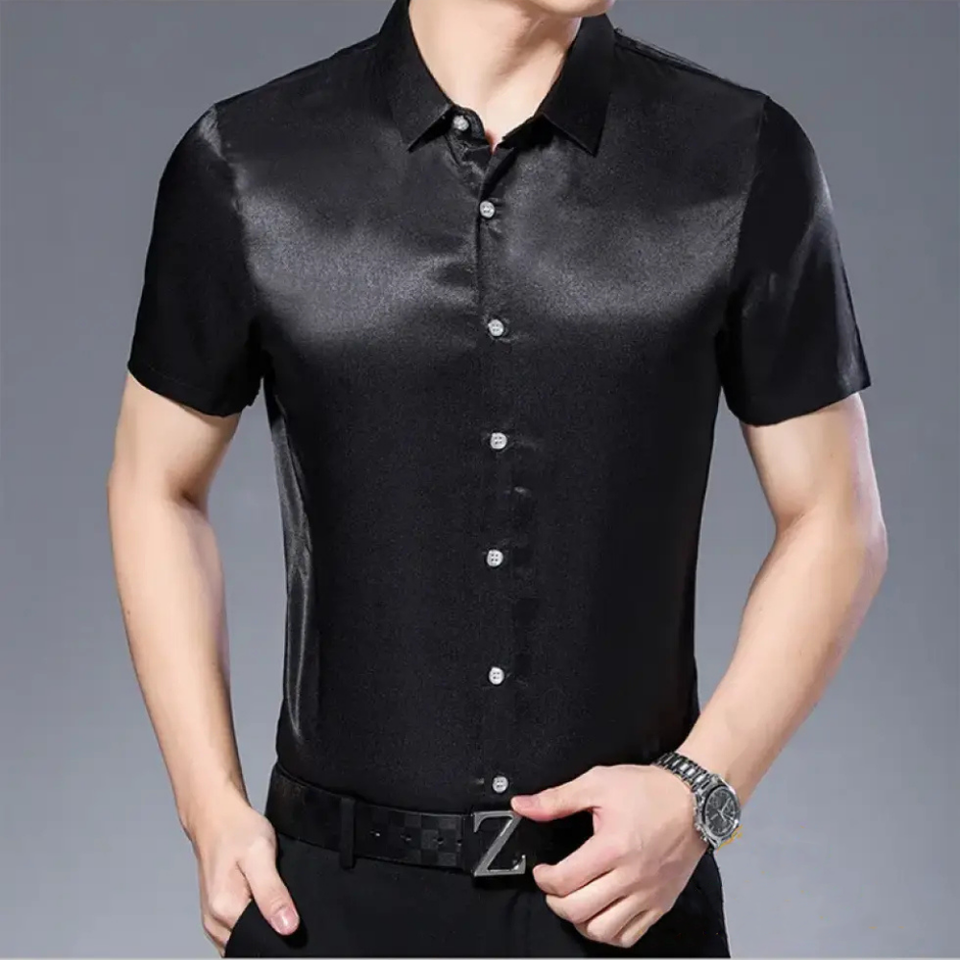 Camisa Alpha Silk Satin Preto - AlphaCode