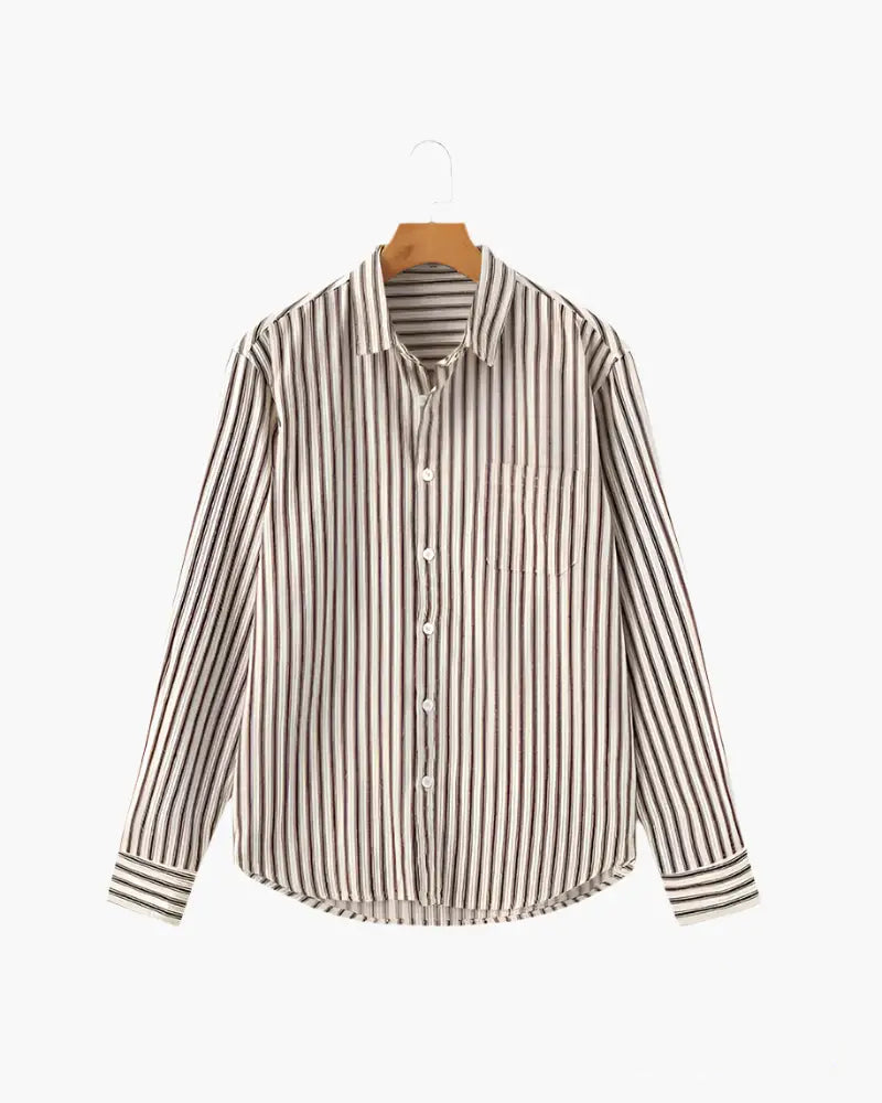 Camisa Alpha Striped Class Marrom - AlphaCode