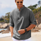 Camisa De Linho Alpha Beach Club Caqui - AlphaCode