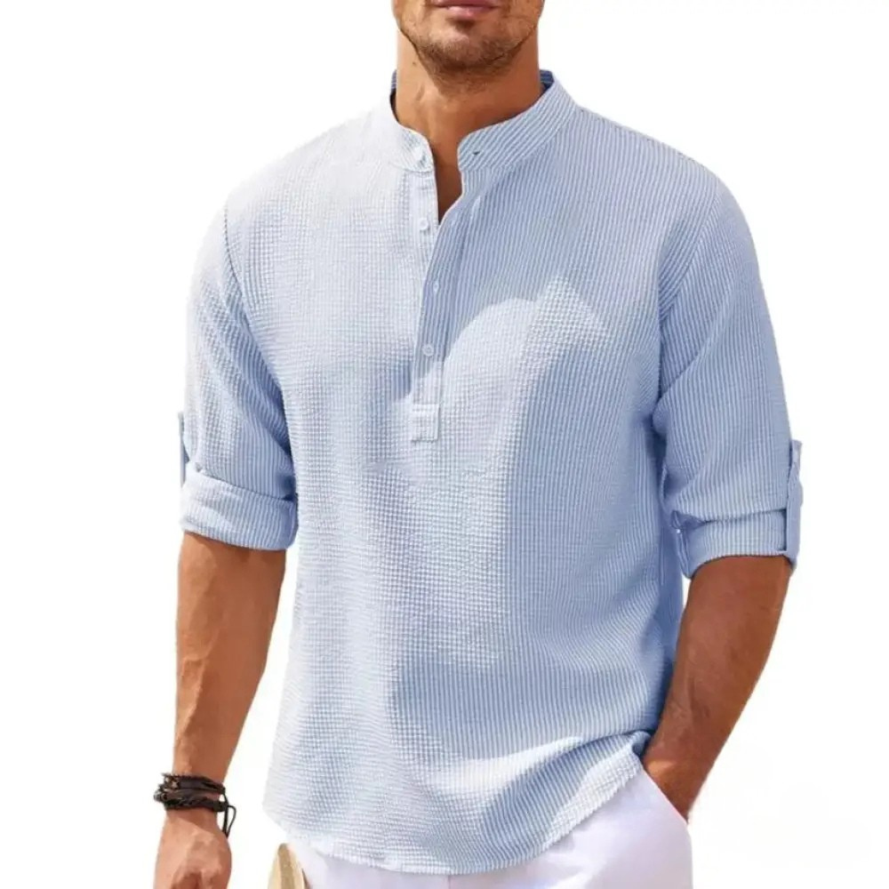 Camisa De Linho Alpha Beach Club Caqui - AlphaCode