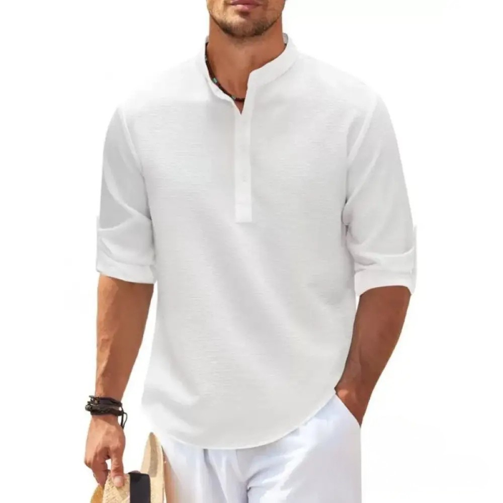 Camisa De Linho Alpha Beach Club Caqui - AlphaCode