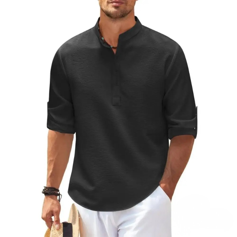 Camisa De Linho Alpha Beach Club Caqui - AlphaCode