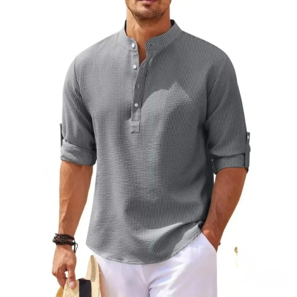 Camisa De Linho Alpha Beach Club Caqui - AlphaCode