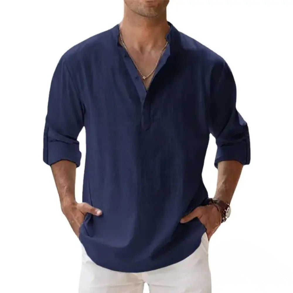 Camisa De Linho Alpha Breezy Azul - AlphaCode