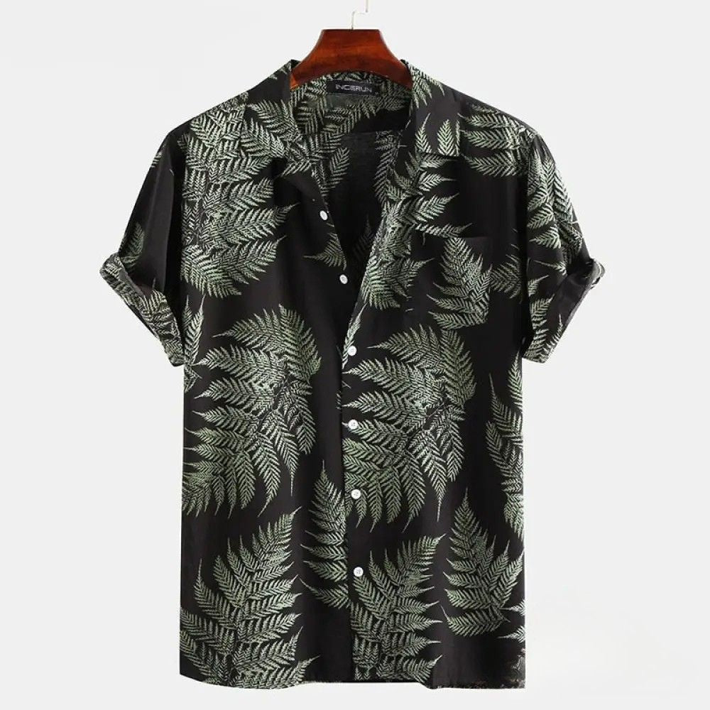 Camisa Estampa Tropical Preto - AlphaCode