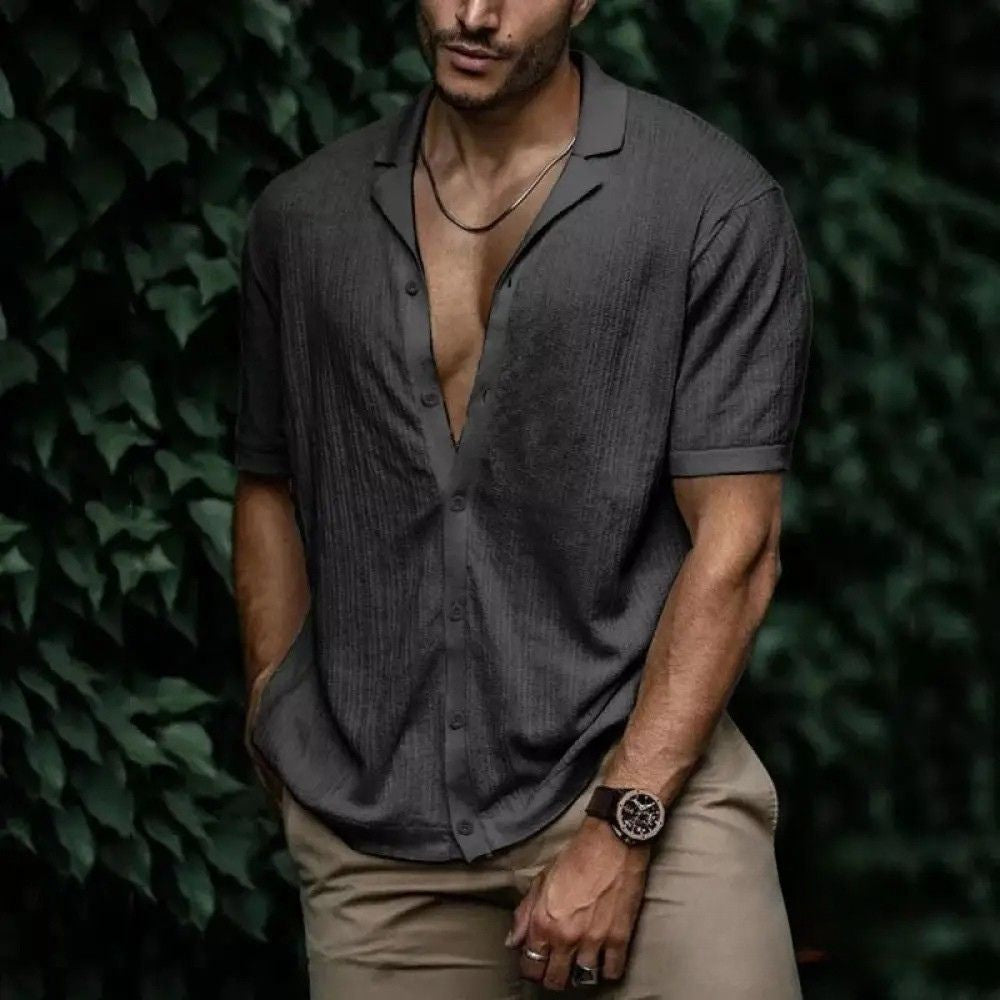 Camisa Filipo Casual Masculina Cinza - AlphaCode