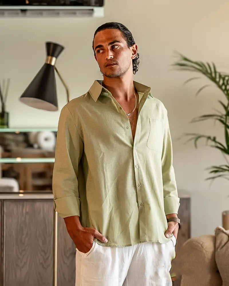 Camisa Linen Alpha Bege - AlphaCode