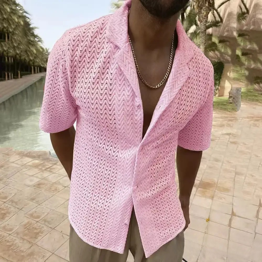 Camisa Masculina De Tricot Alpha Knitting Bege - AlphaCode