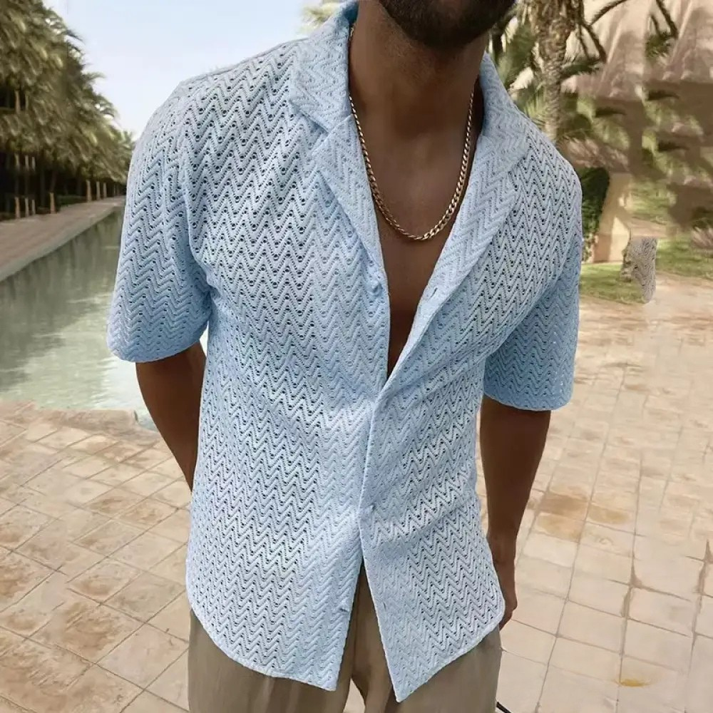Camisa Masculina De Tricot Alpha Knitting Bege - AlphaCode