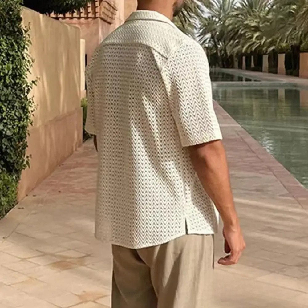 Camisa Masculina De Tricot Alpha Knitting Bege - AlphaCode