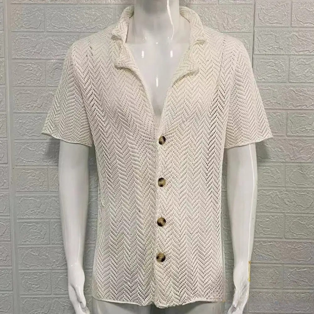 Camisa Masculina De Tricot Alpha Knitting Bege - AlphaCode
