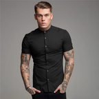 Camisa Masculina Slim Fit Alpha Preto - AlphaCode