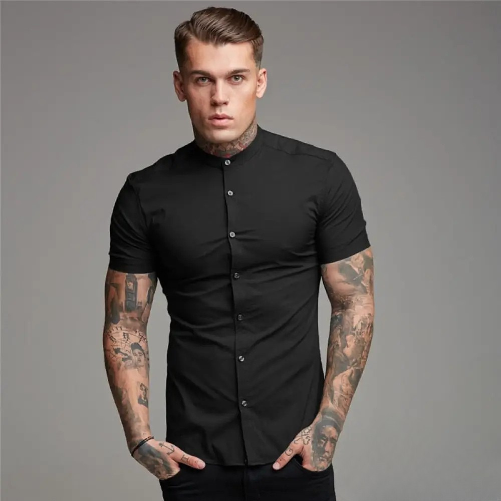Camisa Masculina Slim Fit Alpha Preto - AlphaCode