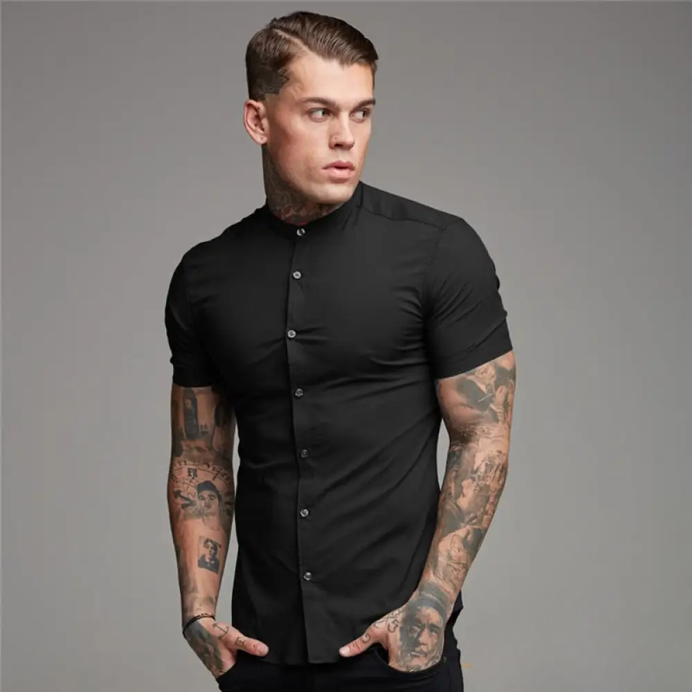 Camisa Masculina Slim Fit Alpha Preto - AlphaCode