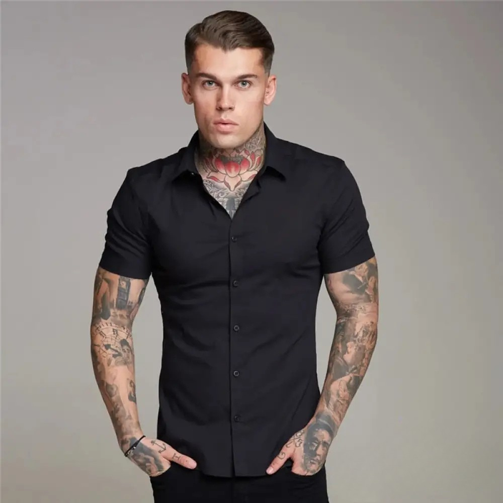 Camisa Masculina Slim Fit Alpha Preto - AlphaCode
