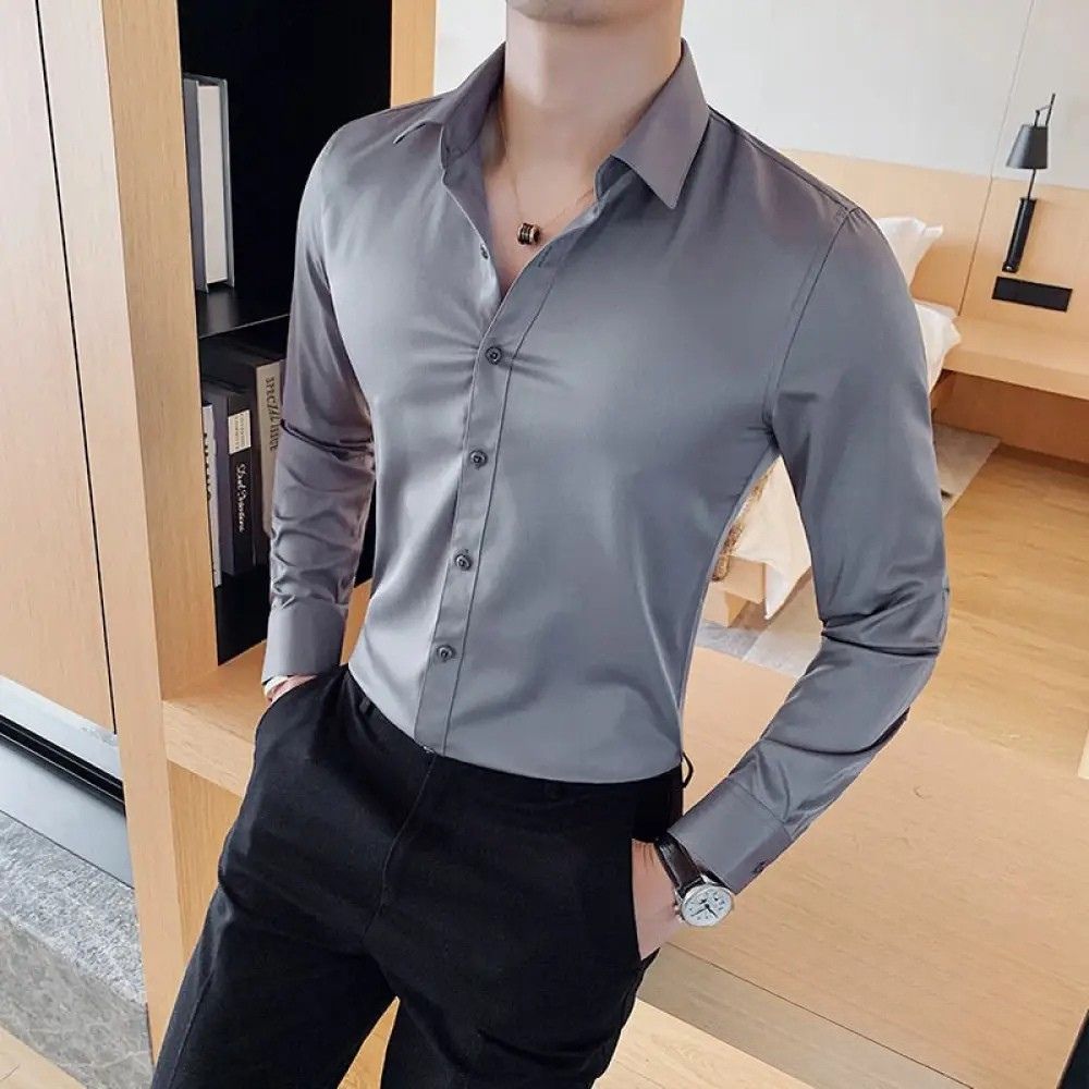 Camisa Masculina Social Slim Fit Alpha Azul - AlphaCode