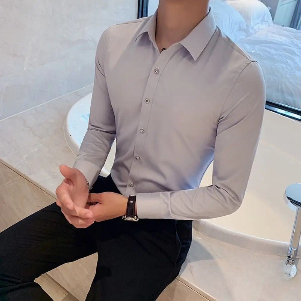 Camisa Masculina Social Slim Fit Alpha Preto - AlphaCode
