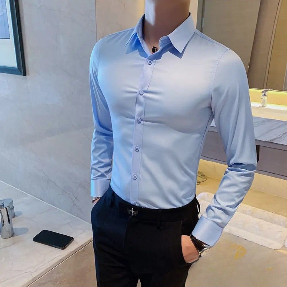 Camisa Masculina Social Slim Fit Alpha Preto - AlphaCode