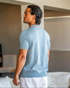 Camisa Polo Alpha Herringbone Elite Azul - AlphaCode