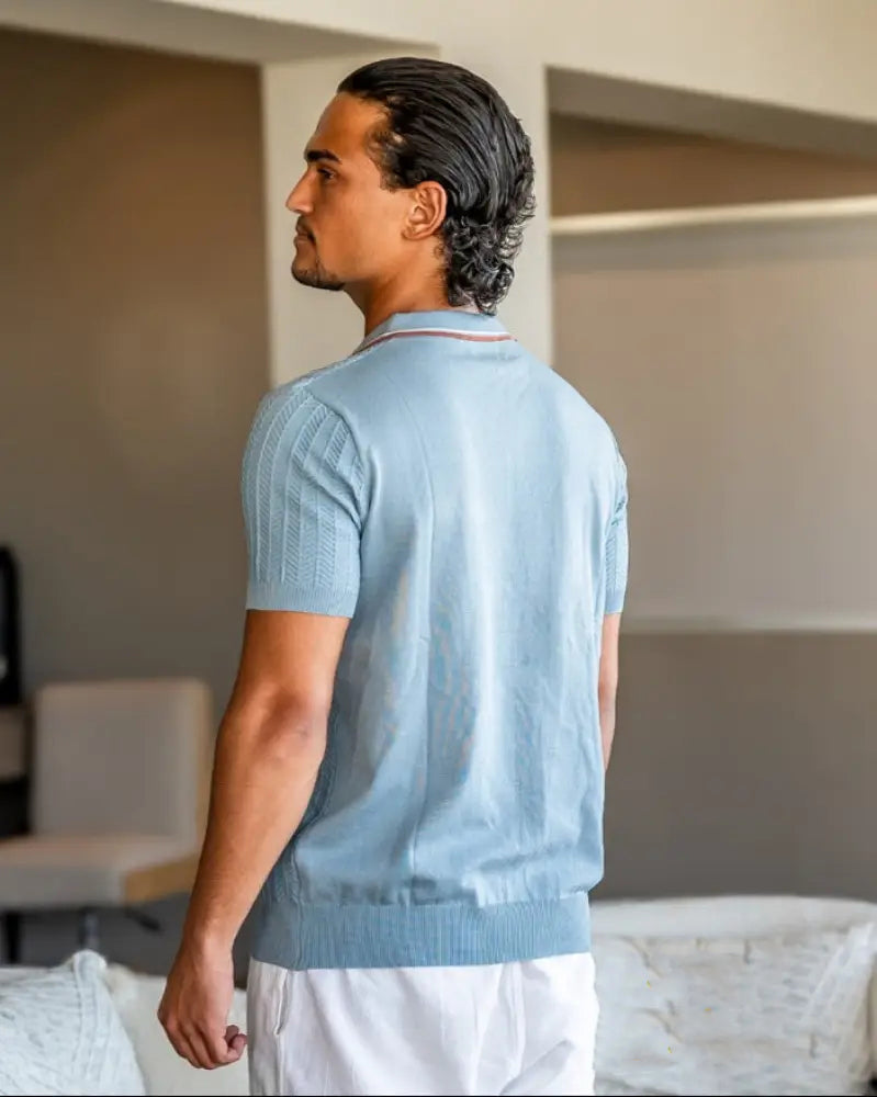 Camisa Polo Alpha Herringbone Elite Azul - AlphaCode
