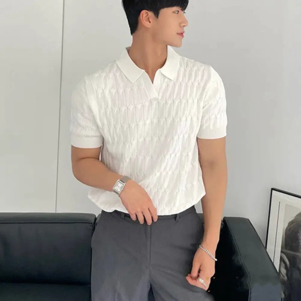 Camisa Polo Alpha Jacquard Branco - AlphaCode