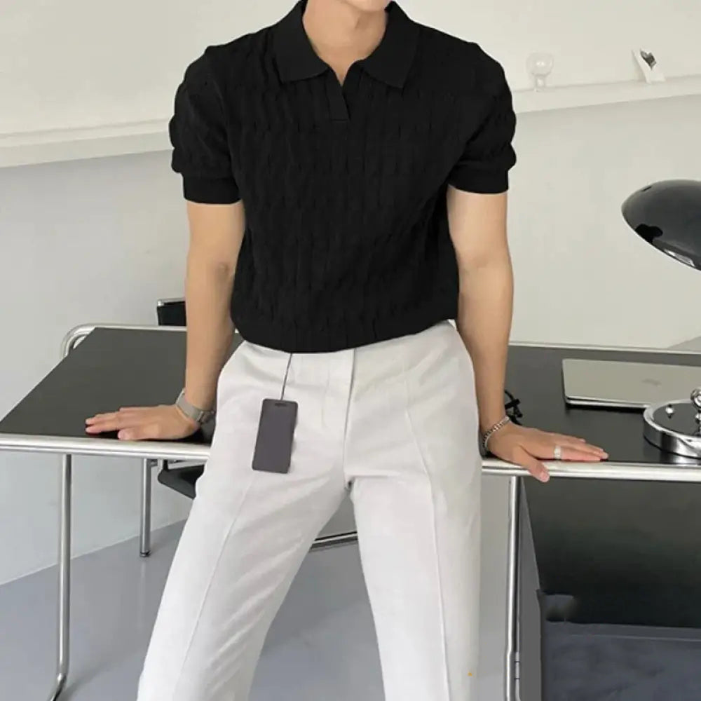 Camisa Polo Alpha Jacquard Branco - AlphaCode