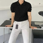 Camisa Polo Alpha Jacquard Branco - AlphaCode