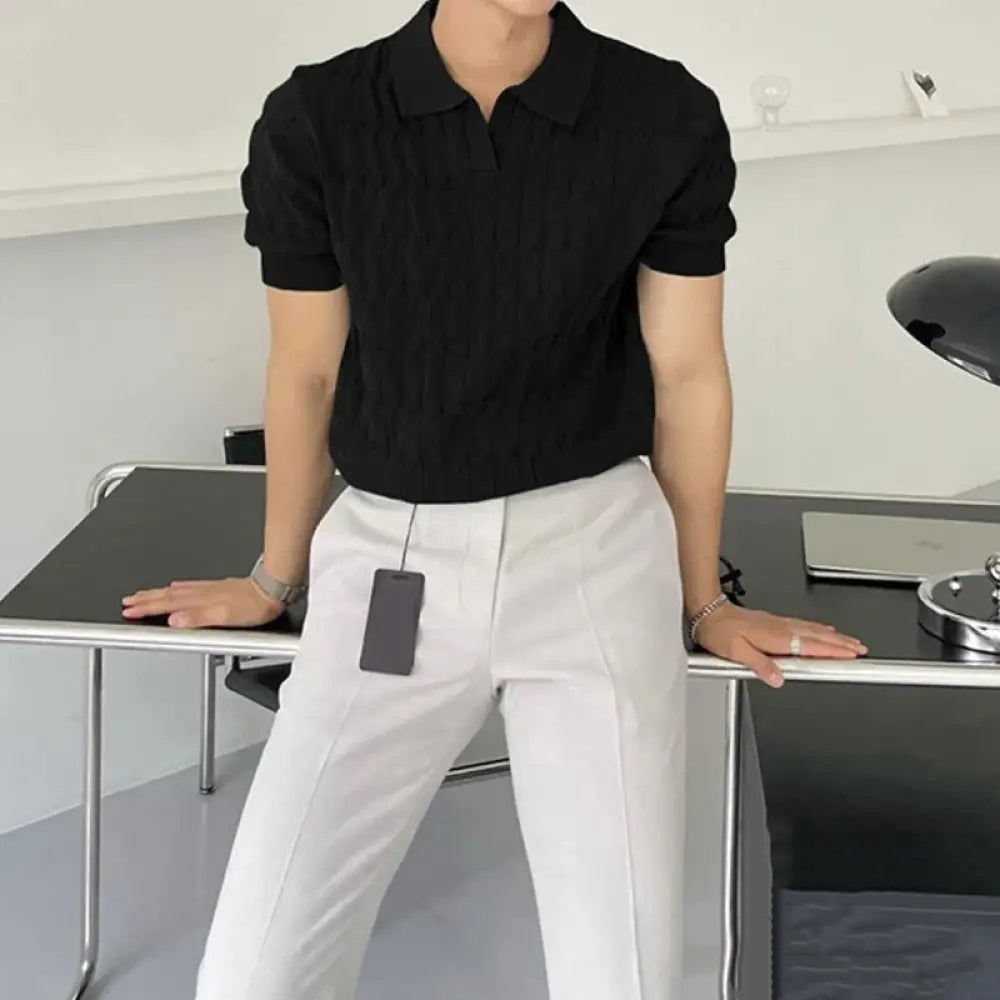 Camisa Polo Alpha Jacquard Branco - AlphaCode