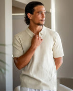 Camisa Polo Alpha Ribbed Bege - AlphaCode