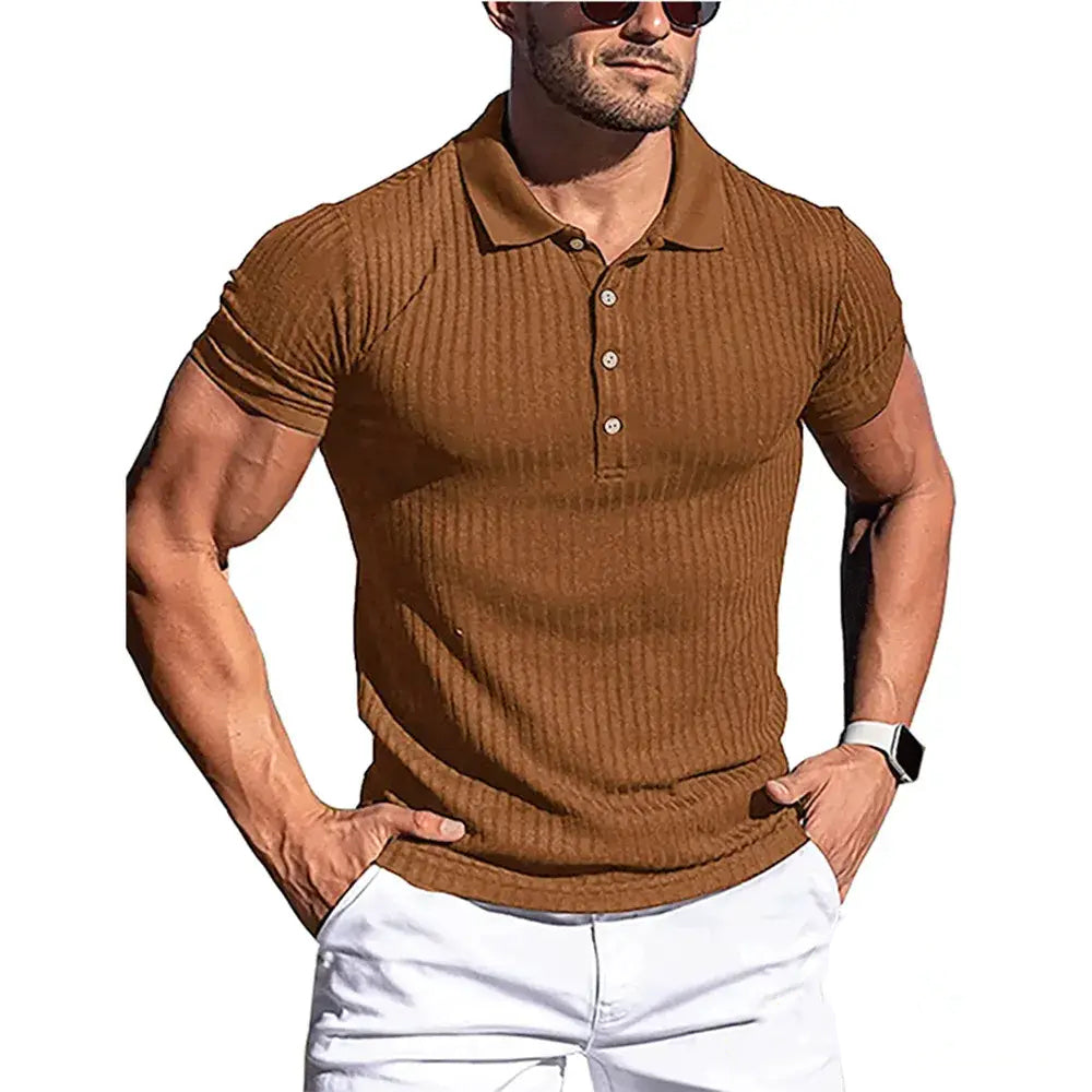 Camisa Polo Canelada Alpha Solid Stripe Azul - AlphaCode