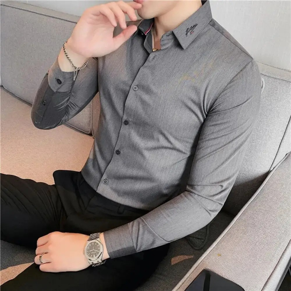 Camisa Social Alpha British Style Azul - AlphaCode
