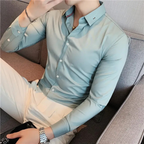 Camisa Social Alpha British Style Azul - AlphaCode