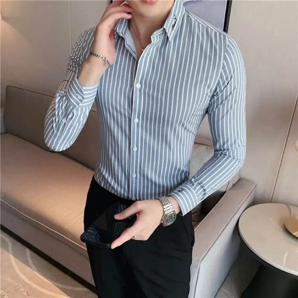 Camisa Social Alpha British Style Azul - AlphaCode