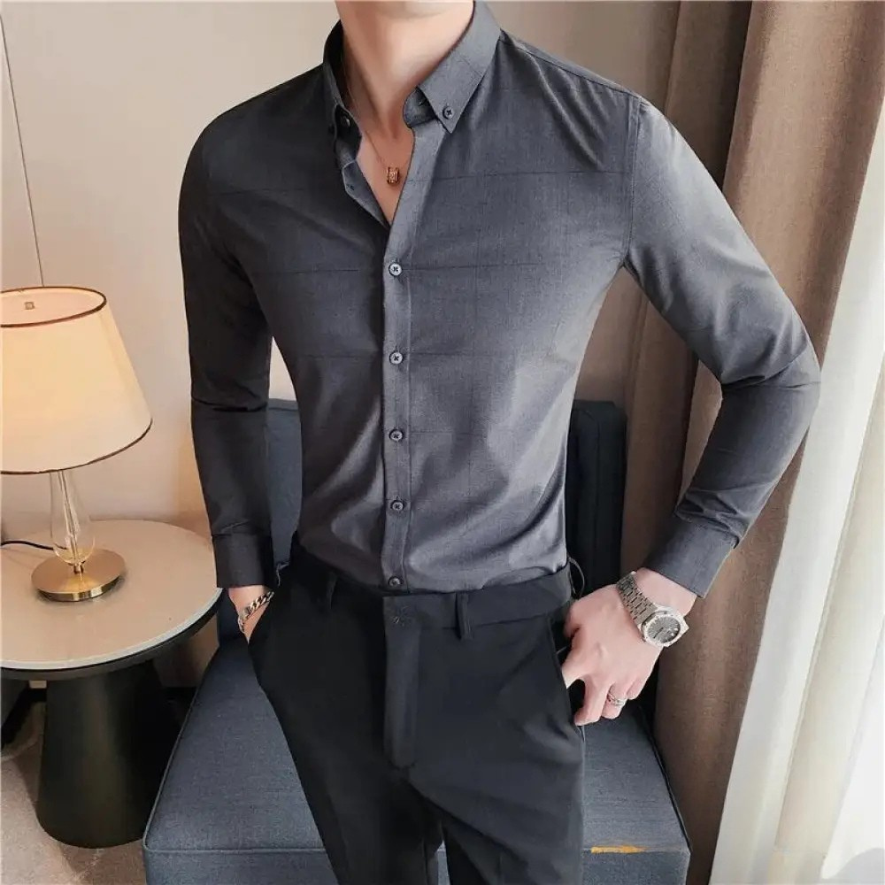 Camisa Social Alpha British Style Azul - AlphaCode