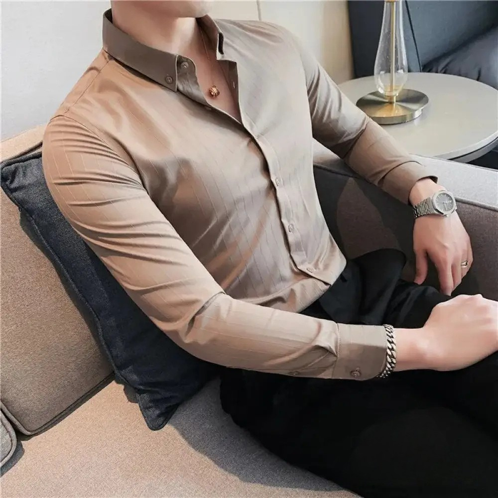Camisa Social Alpha British Style Azul - AlphaCode
