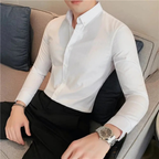 Camisa Social Alpha British Style Azul - AlphaCode
