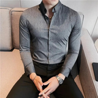 Camisa Social Alpha British Style Azul - AlphaCode