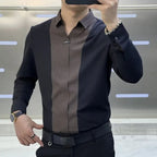 Camisa Social Alpha Tech Spliced Marrom - AlphaCode