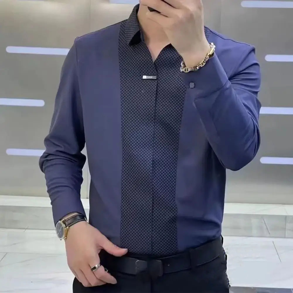 Camisa Social Alpha Tech Spliced Marrom - AlphaCode