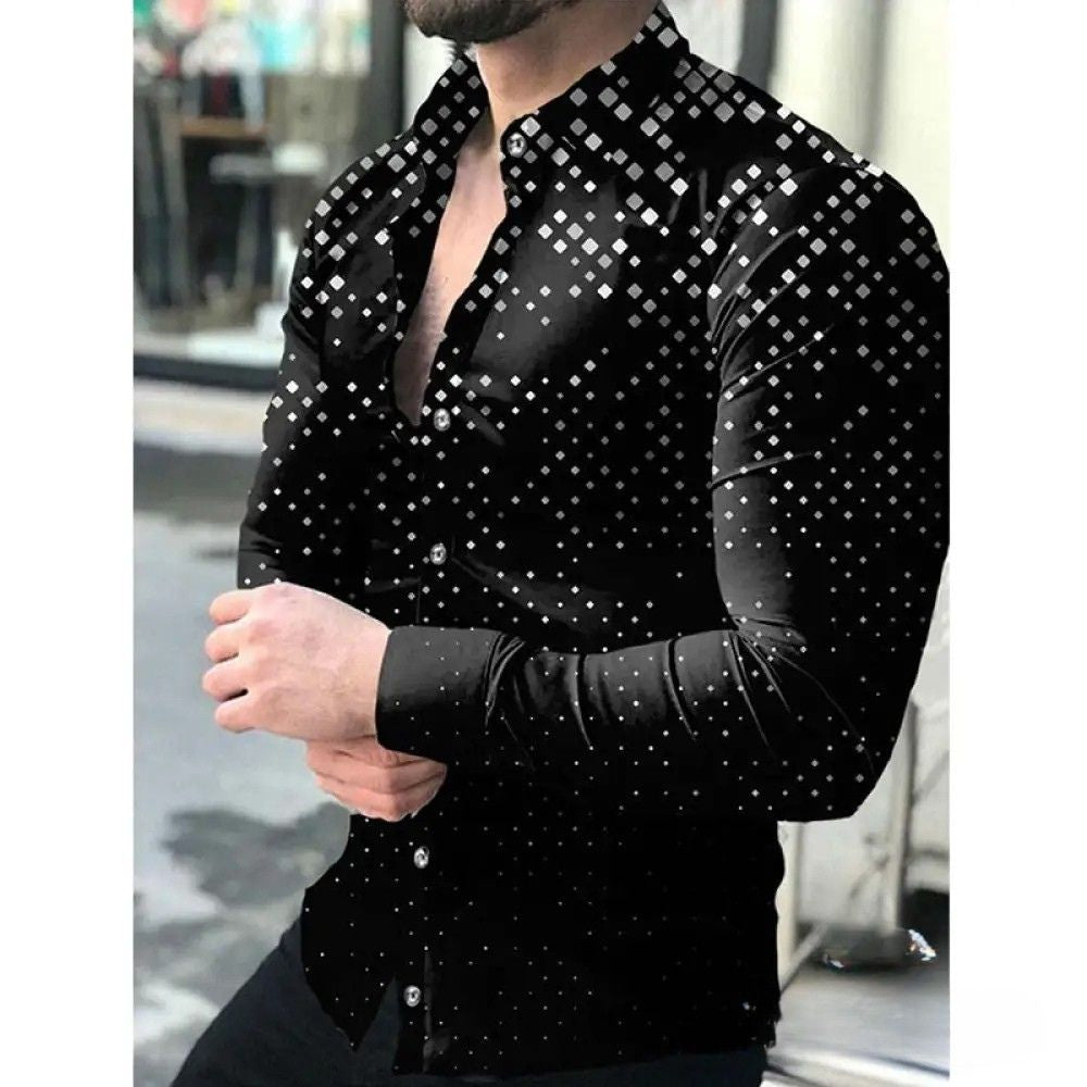 Camisa Social Slim Estampada Masculina Em Casimira - AlphaCode