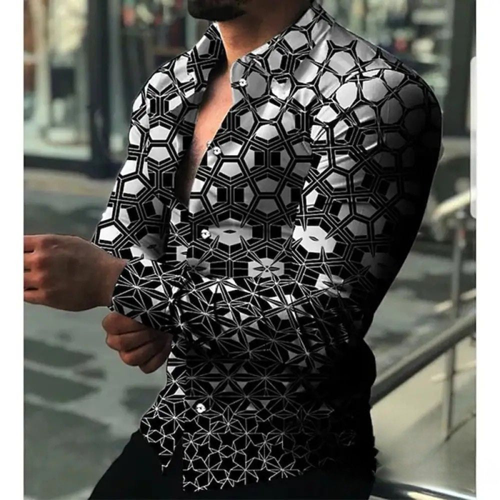 Camisa Social Slim Estampada Masculina Em Casimira - AlphaCode