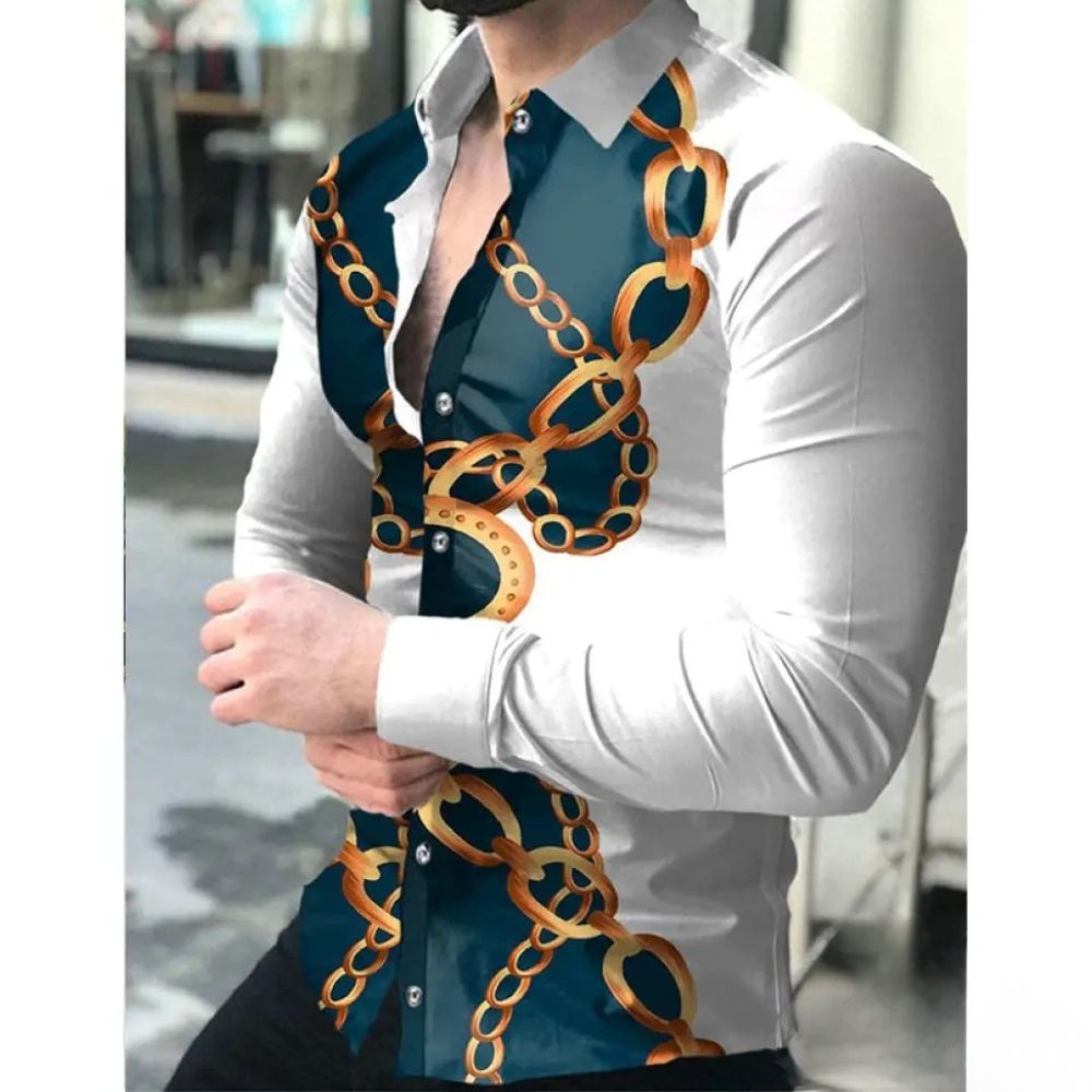 Camisa Social Slim Estampada Masculina Em Casimira - AlphaCode