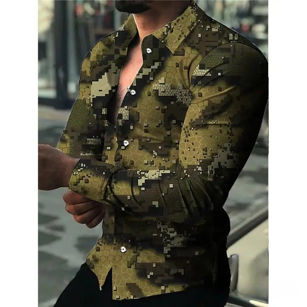Camisa Social Slim Estampada Masculina Em Casimira - AlphaCode