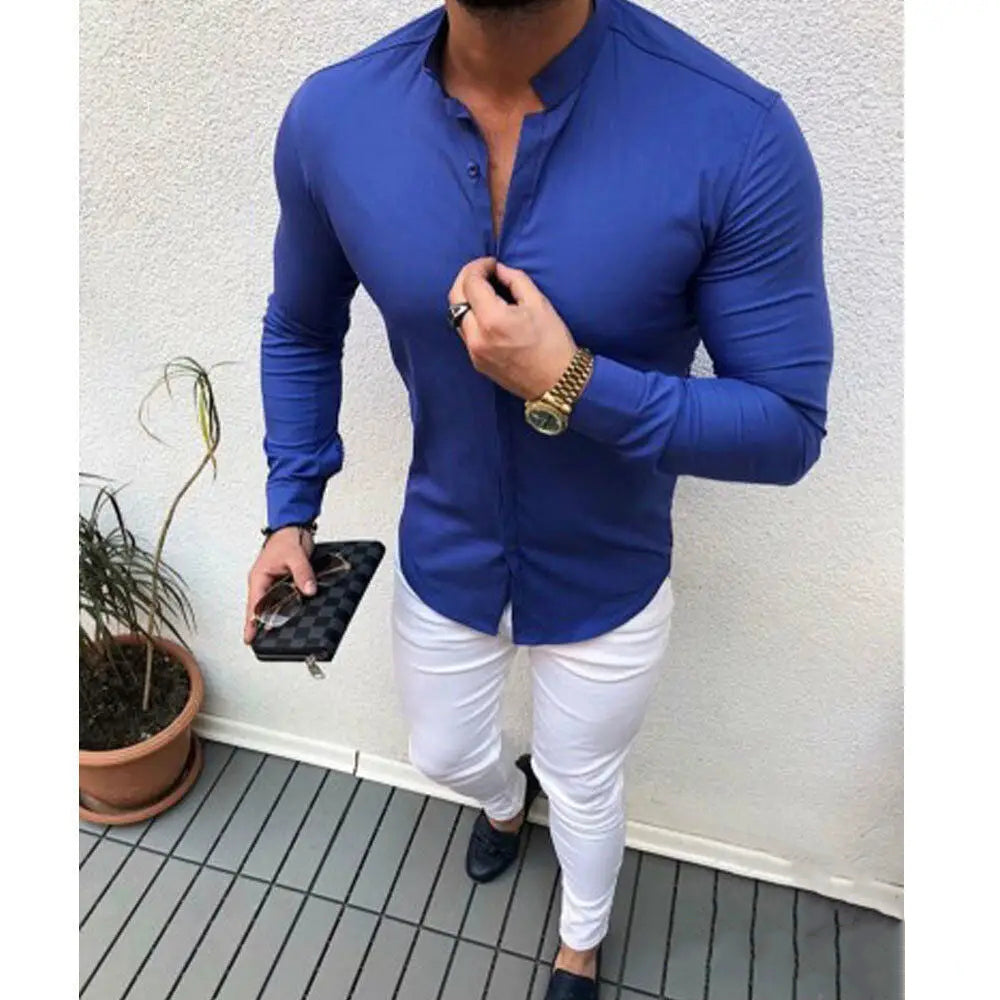 Camisa Social Slim Masculina Lisa Alpha Brandex Preto - AlphaCode