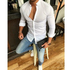 Camisa Social Slim Masculina Lisa Alpha Brandex Preto - AlphaCode