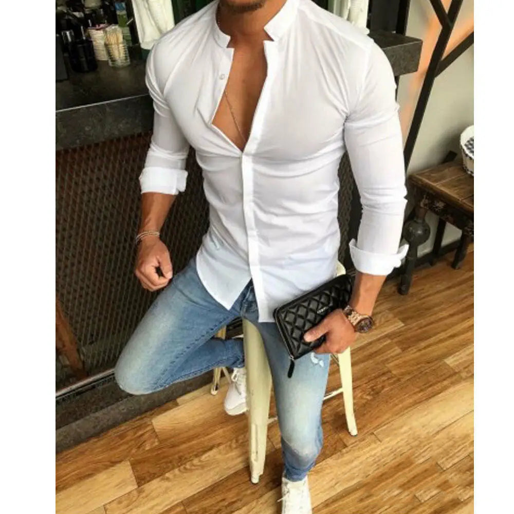 Camisa Social Slim Masculina Lisa Alpha Brandex Preto - AlphaCode