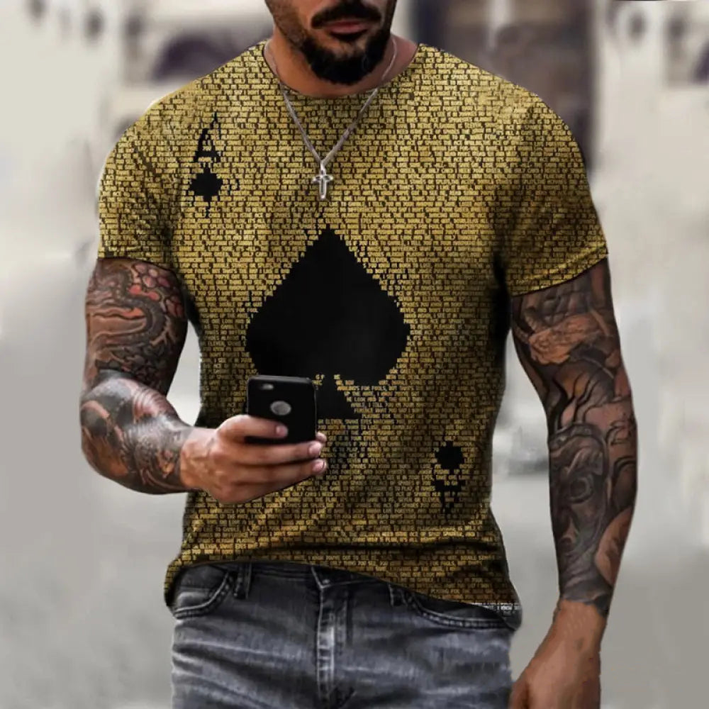 Camiseta Estampa 3d Cartas Azul - AlphaCode