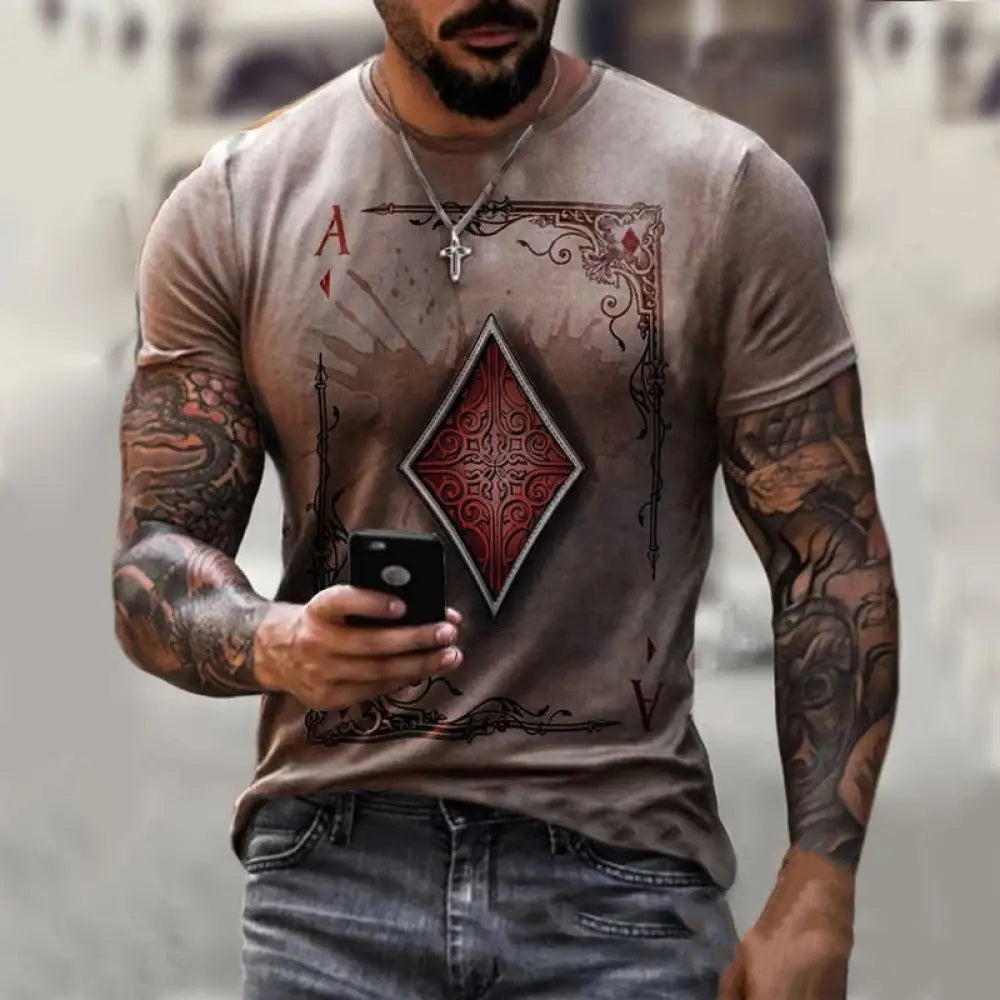 Camiseta Estampa 3d Cartas Dourado - AlphaCode