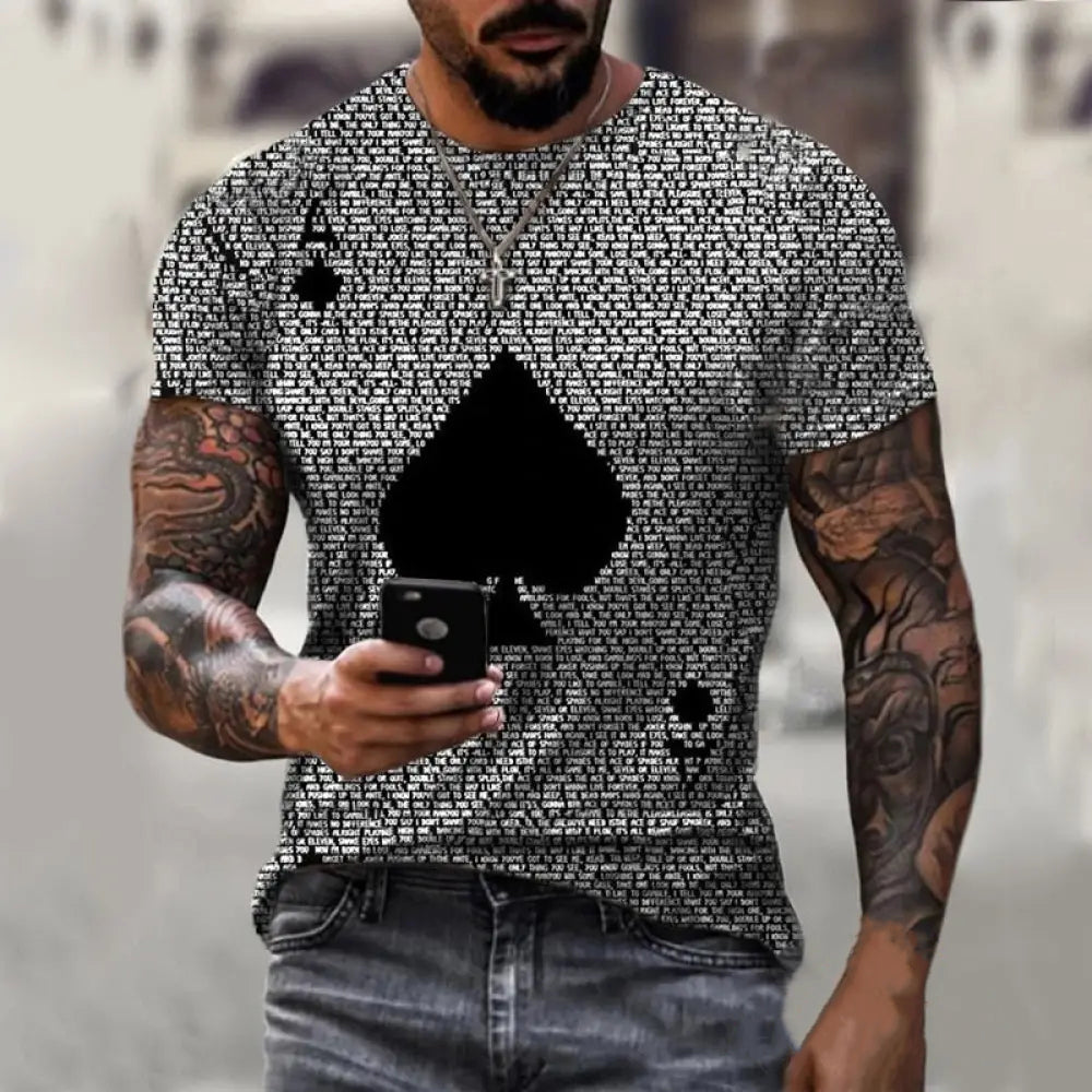 Camiseta Estampa 3d Cartas Dourado - AlphaCode
